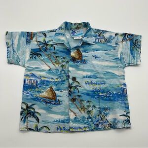 Boys RJC Blue Islander Hawaiian Vacation Resort Button Down Shirt Size 18 Months